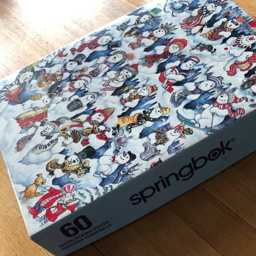 Springbok Snow Folks Jigsaw Winter Snowman Puzzle 60 Pieces Vintage
